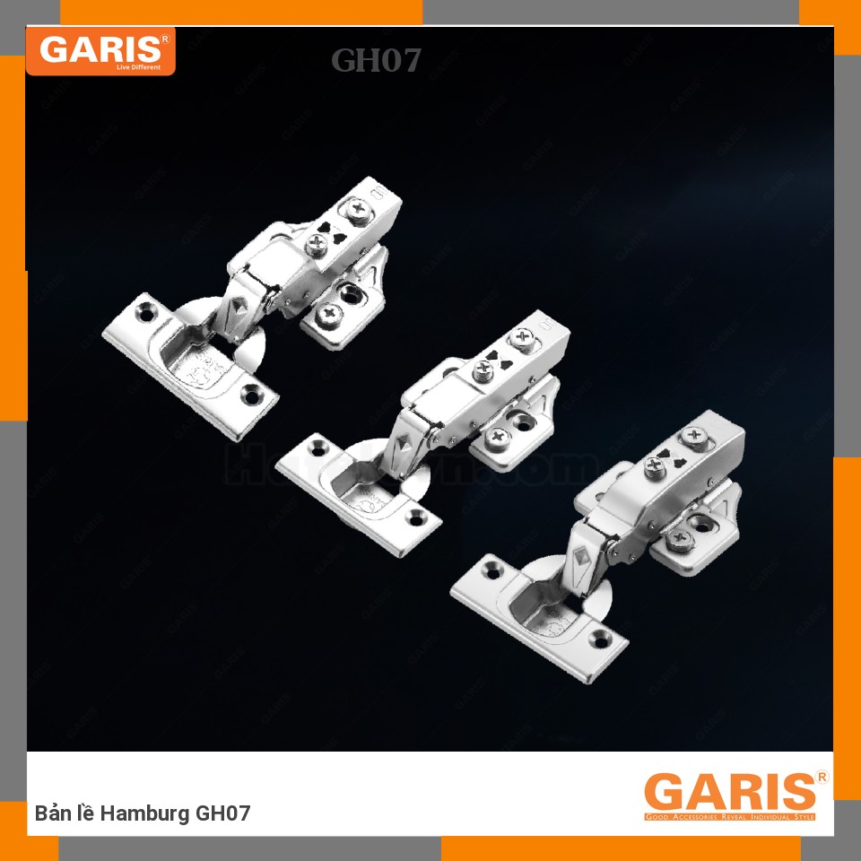 Bản Lề Hamburg GH07 GaRIS - Thép Nickel, Giảm Chấn, 110°