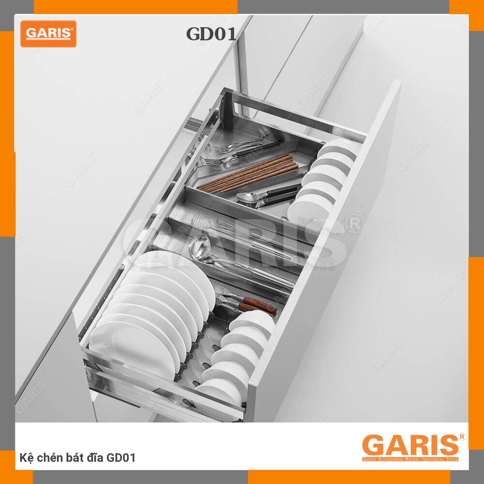 Kệ Bát GD01 GaRIS: Inox 304, Chống Ồn, Tải 25kg