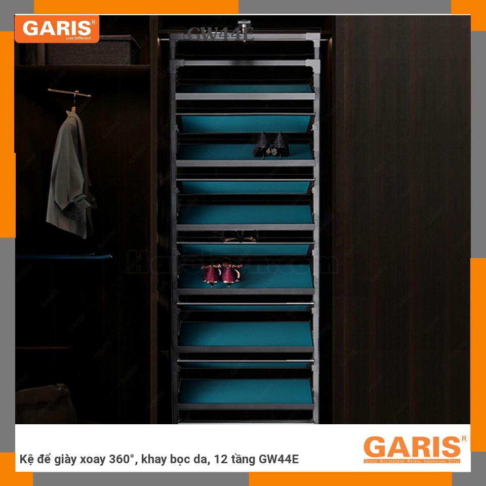 Kệ Giày Xoay GaRIS GW44E, Da Emerald, 12 Tầng