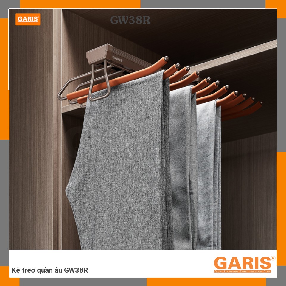 Kệ Treo Quần Âu GW38R GaRIS - Thép, Nỉ, ABS Bền Bỉ